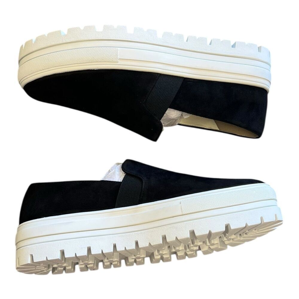 Lisa Vicky Black Suede Gift Platform Slip On Sneakers 9.5